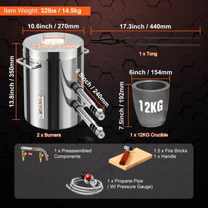 Propane Melting Furnace Kit, 12KG Large Capacity Foundry