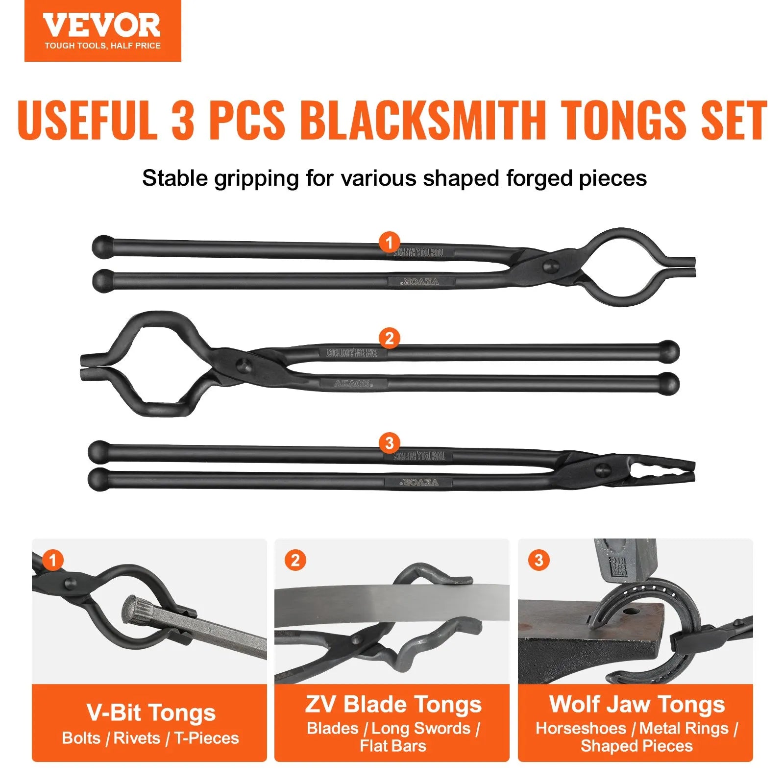 3 Piece Tong Set