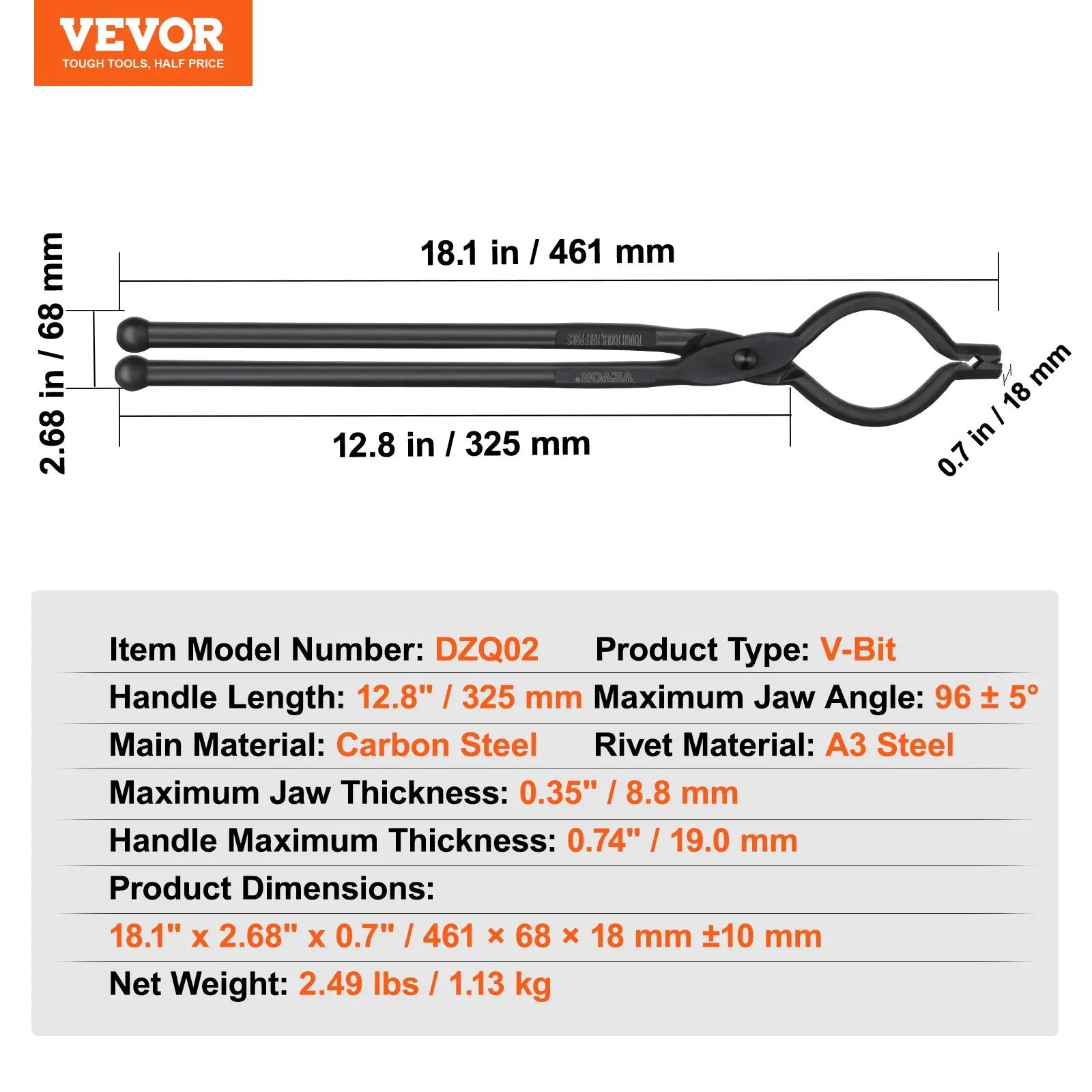 V Bit Bolt Tongs 18'