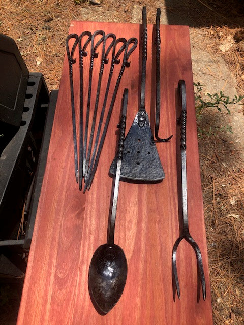 Four Piece Forged Grill Set, Handmade BBQ Tools, Decorated Grill Utensils,  Hand Forged Grill Tools,outdoor Grilling,forged Iron Grill Tools 